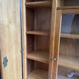 Library / Vintage solid wood sideboard – 3 doors with display cabinet