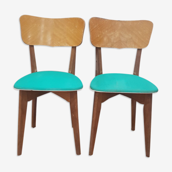Duo of green chairs 70s