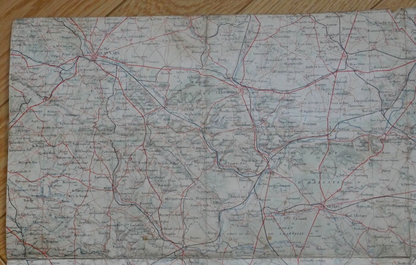 Old map of Paris, Beauvais, Soissons, Montmirail