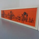 Brooklyn Bridge, New York, 1970s, Acrylic on Wood, Framed
