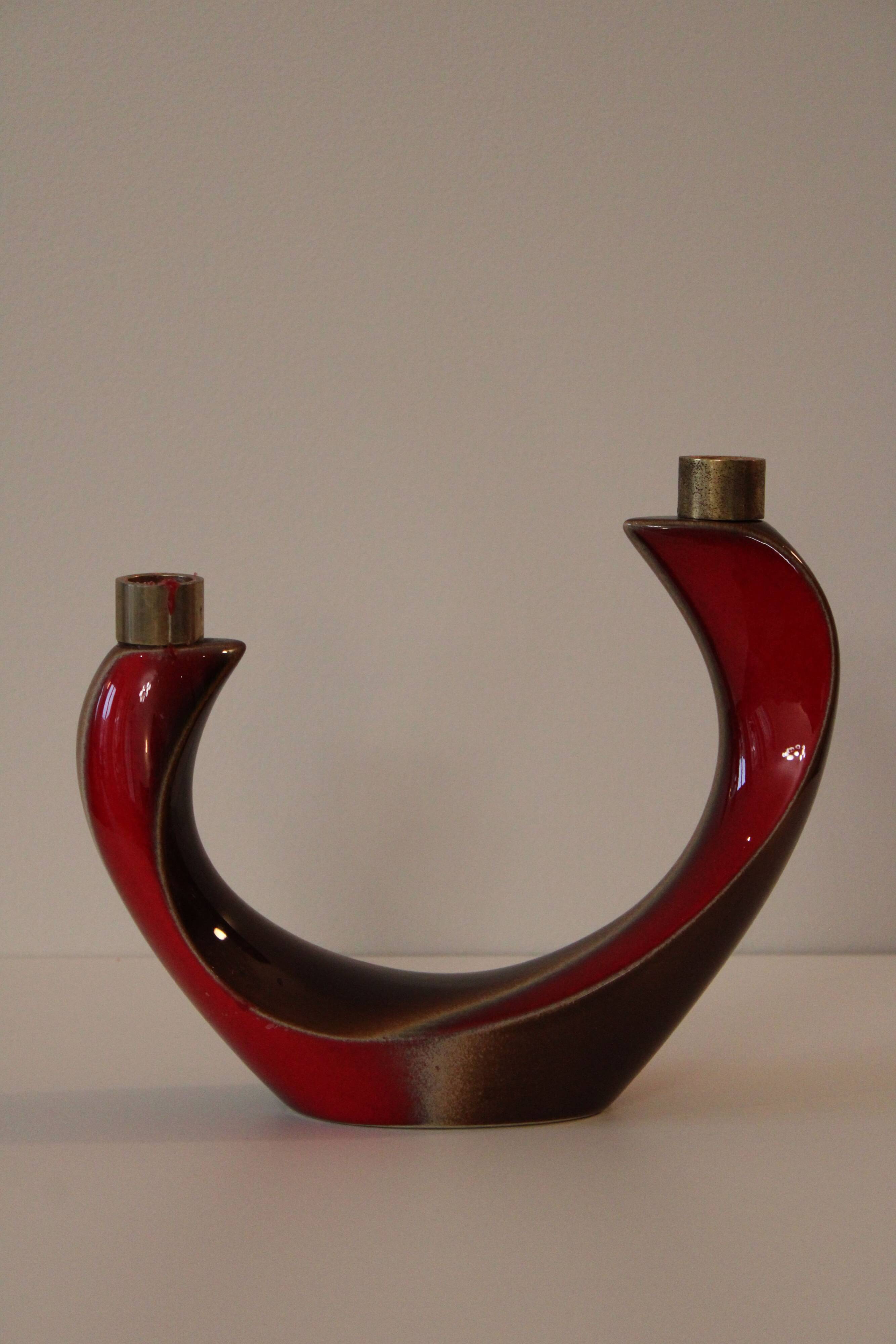 Sublime red Verceram Vintage candlestick