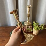 Duo of brass candlesticks
