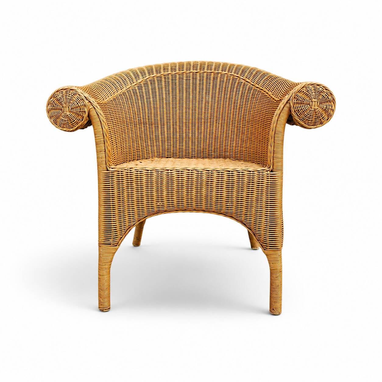 2 x rattan  arm chairs 1980s with original upholstery