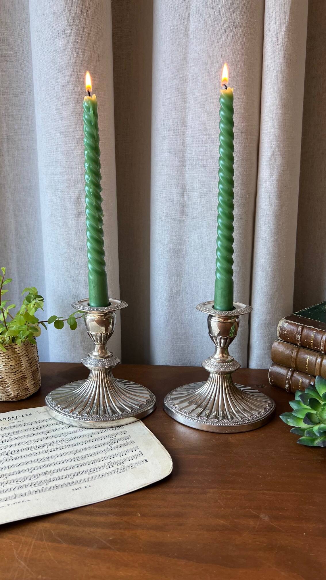 English silver plated candlestick duo "Falstaff"