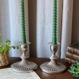 English silver plated candlestick duo "Falstaff"