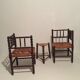 French armchair chairs and tripod stool