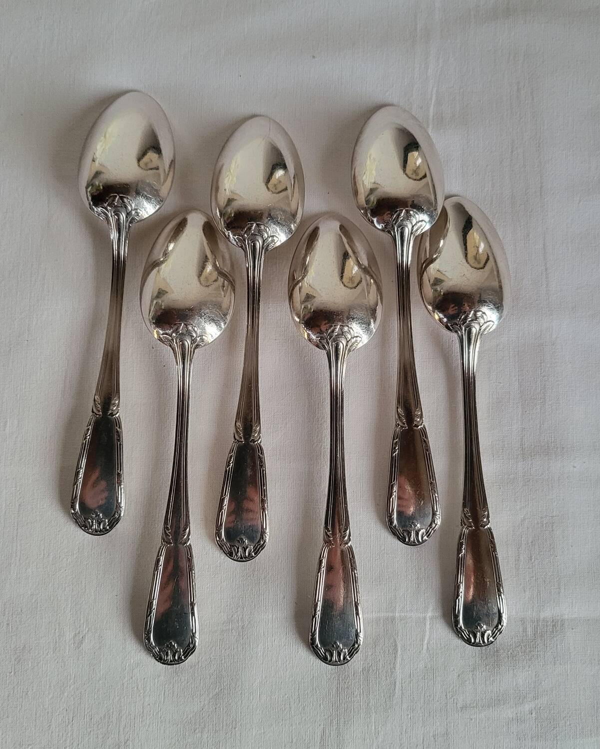 6 Small Silver-Plated Metal Spoons Boulenger Dessert Cutlery