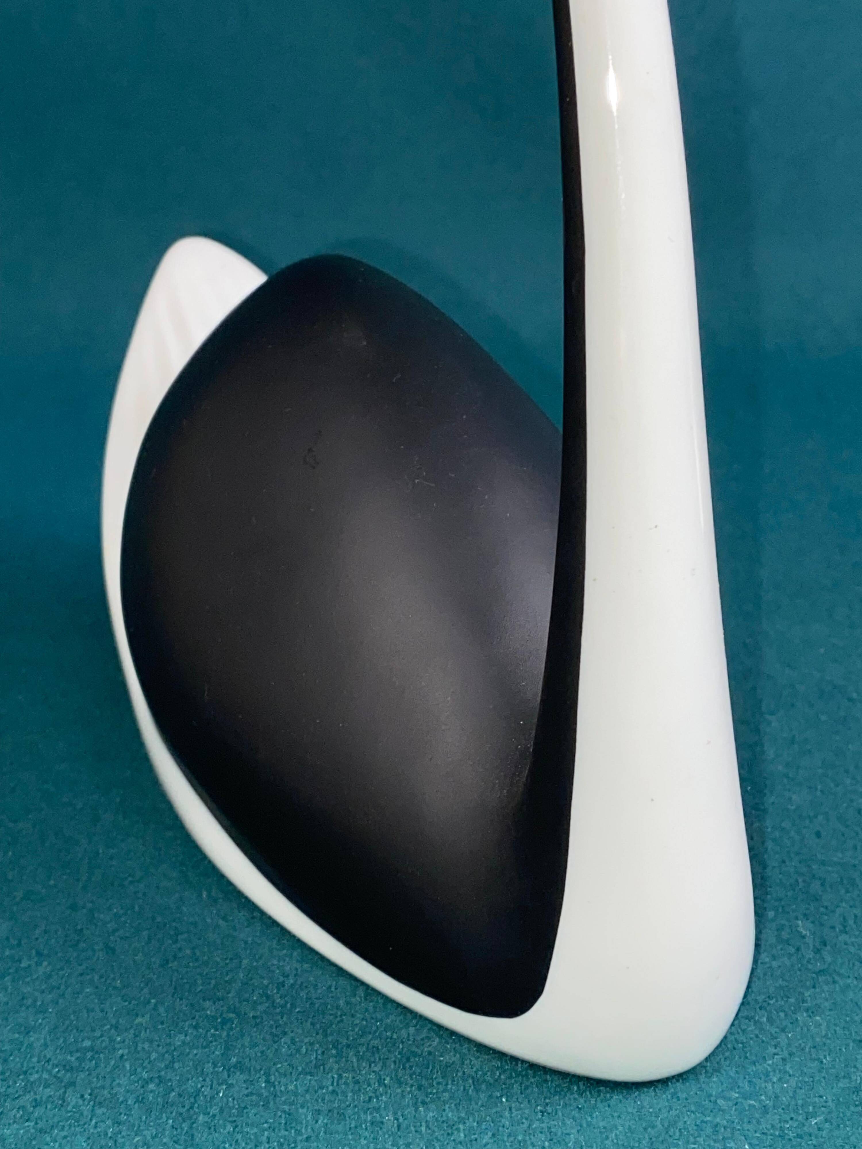 Black and white porcelain swan figurine from Czechoslovakia by Jaroslav Jezek Royal Dux 1960s