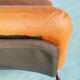 60s cognac leather designer armchair, mid-century modern leather lounge chair.