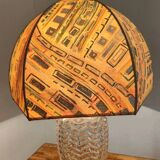 Large 1980s Lamp with Crystal Base/Vase/Handcrafted Lampshade - Unique Piece