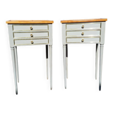 Pair of patinated bedside tables in Louis XVI style