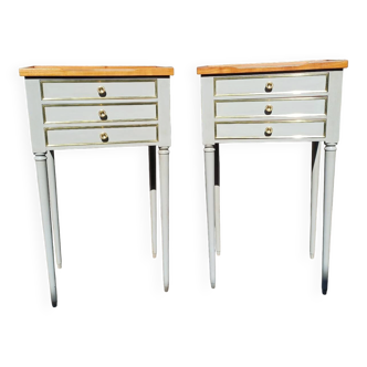 Pair of patinated bedside tables in Louis XVI style