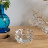 Small hexagonal molded glass candle holder