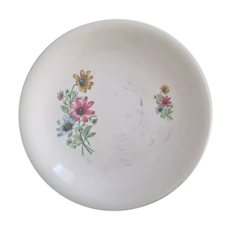 Dish round hollow ceramic Sarguemines floral pattern model country