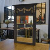1930s Art Deco solid oak and beveled glass mirror