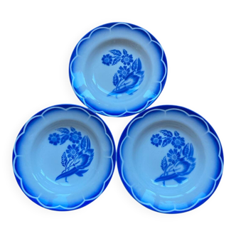 Deep plates André Sarreguemines Digoin blue flowers