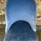 Toad armchair, blue velvet, vintage, 1950s