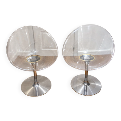 Paire de fauteuils pivotants Ero/S/ de Kartell, dessinés par Philippe Starck