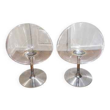 Pair of swivel armchairs Ero/S/ by Kartell, designed by Philippe Starck.