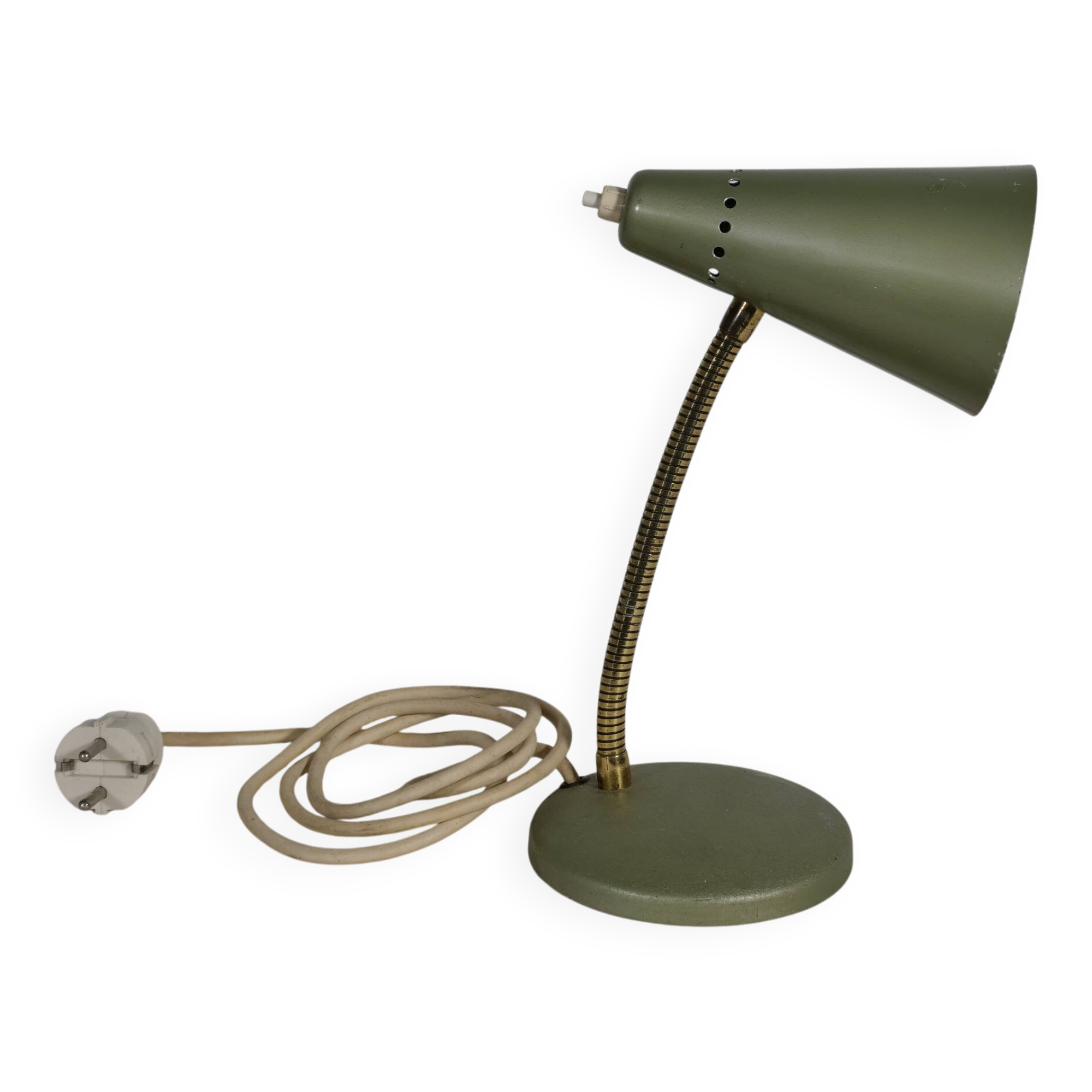 Mid-Century Green Metal Desk Lamp, 1950s