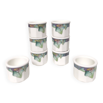 Lot 8 coquetiers porcelaine Villeroy et Boch Pasadena décor floral