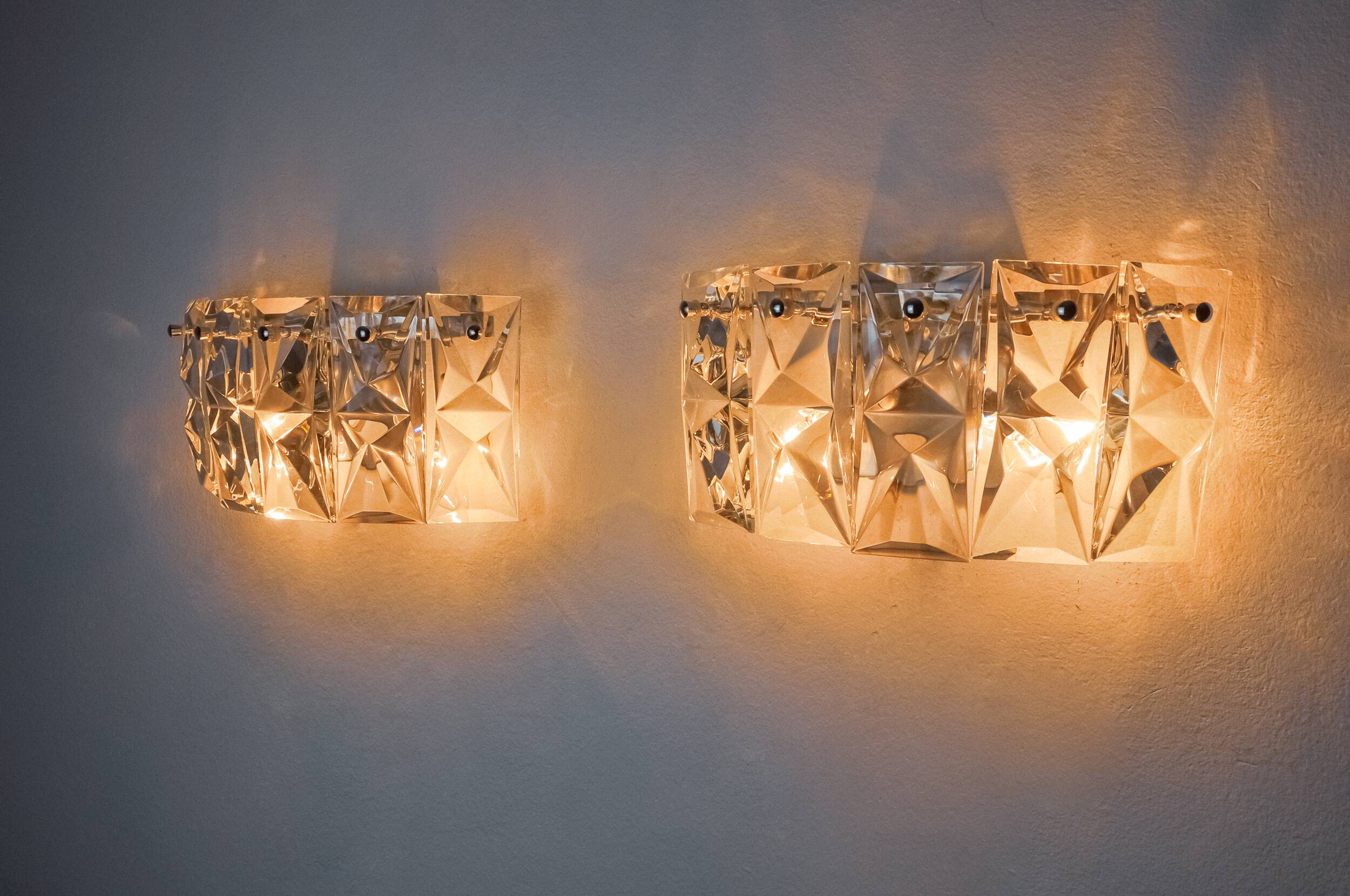 Pair of Kinkeldey sconces, cut crystals, Germany, 1970