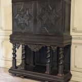 Large Louis XIII cabinet in ebony veneer, 17th century