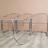 Chrome wire dining chairs by gastone rinaldi, 1970's.
