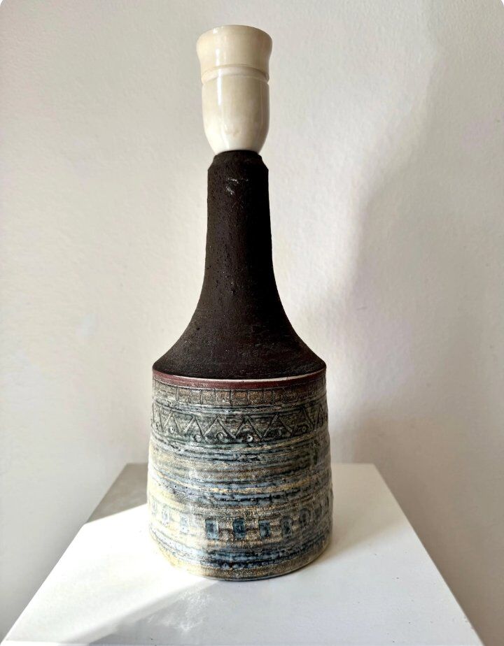 Sgrafitto table lamp by Jette Hellerøe, 1960s