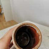 Vintage KIL Yugoslavia Ceramic Vase: Speckled Brown Glaze, 1970s Rustic Pot