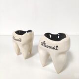 Set of two ceramic Fluocaril advertising ashtrays