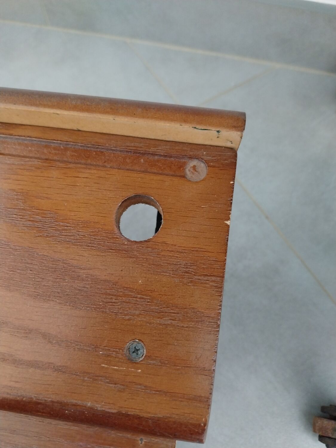 Wooden swing desk and porcelain dolls
