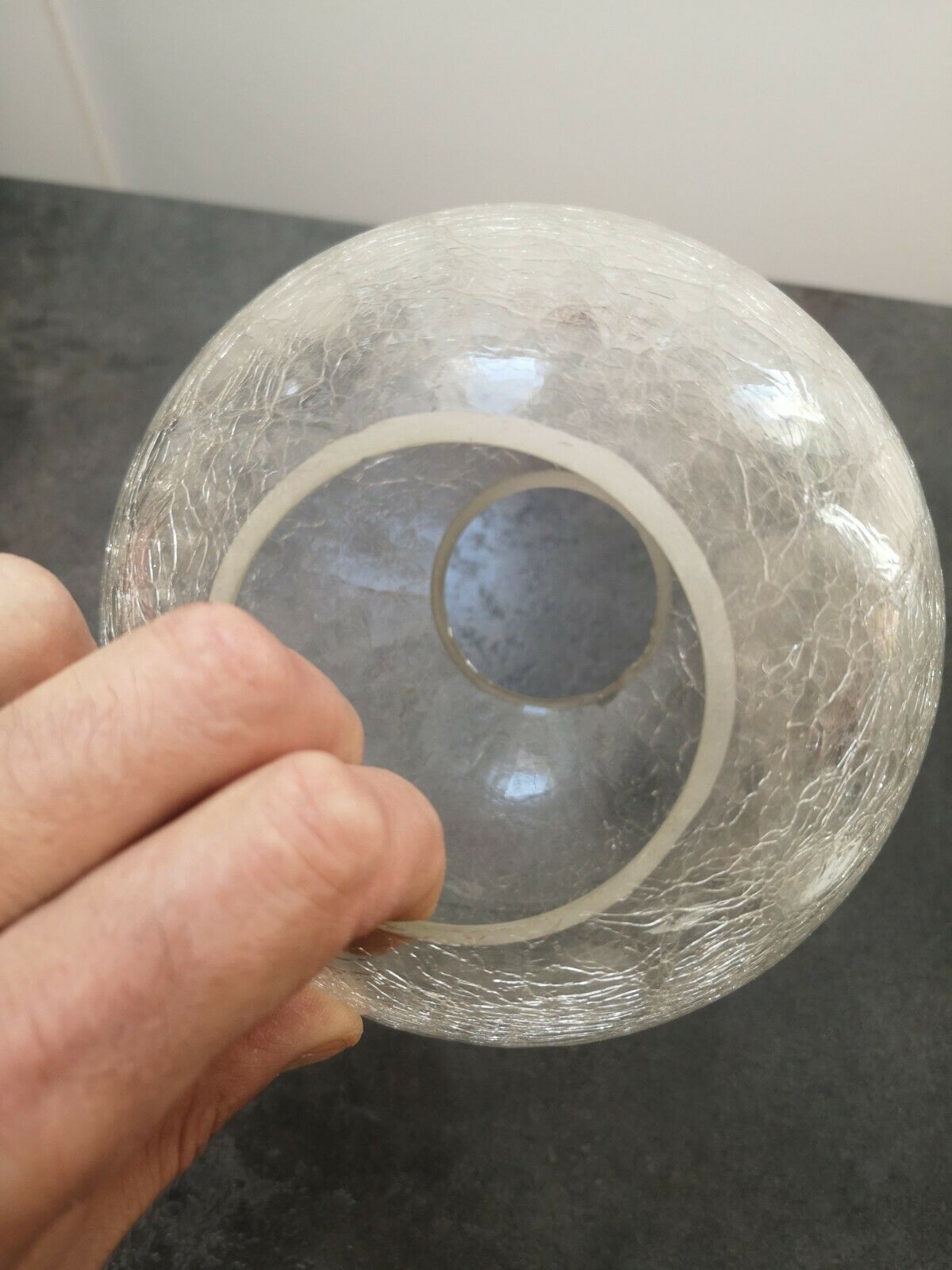 Old lampshade glass ball globe granité 1950