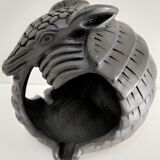 Zoomorphic ashtray armadillo black ceramic signed