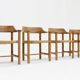 Set vintage dining table and dining chairs pine wood papercord
