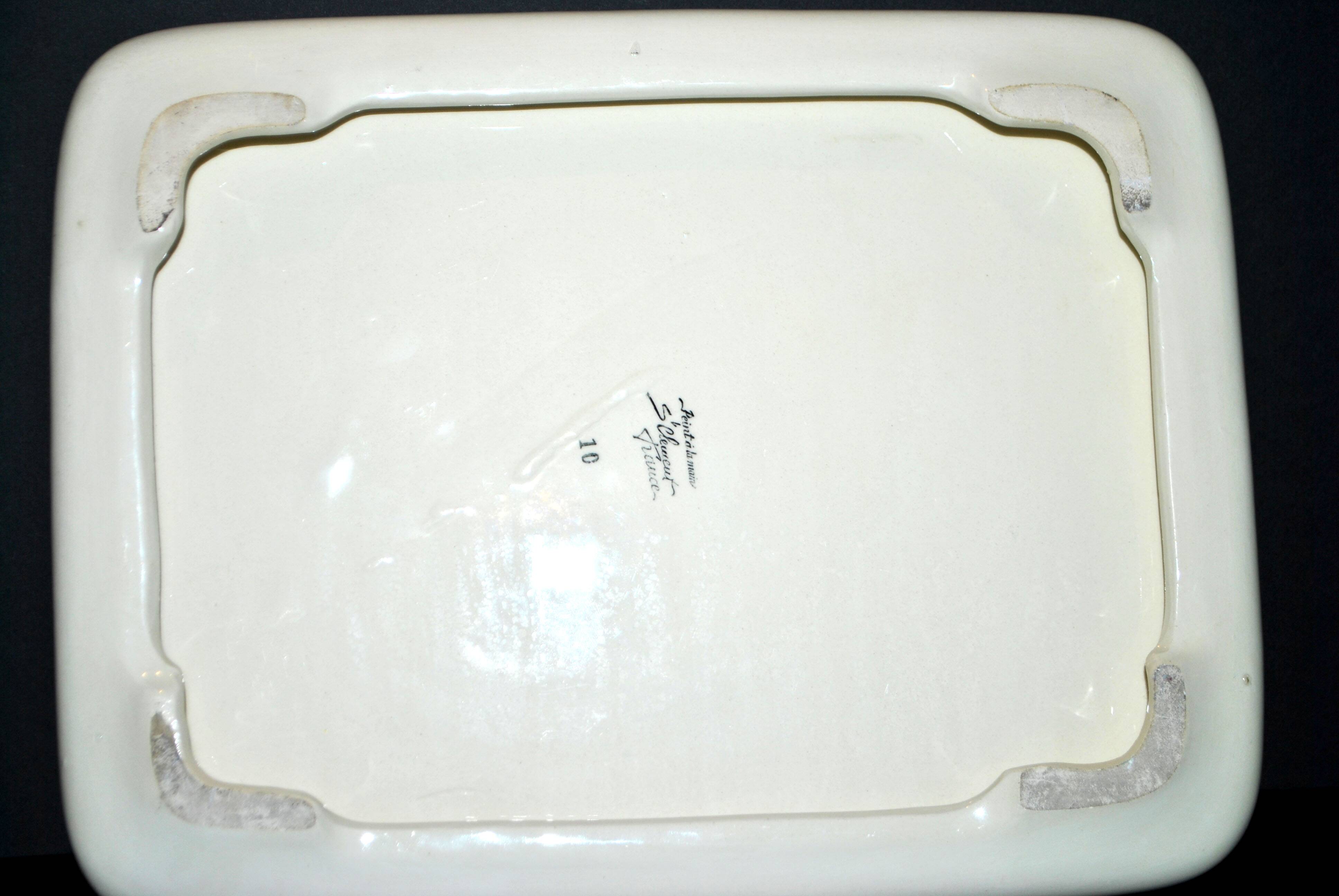 Vintage ceramic trivet from Saint-Clément - floral 1960-1970