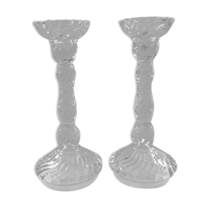Paire de bougeoirs en - verre