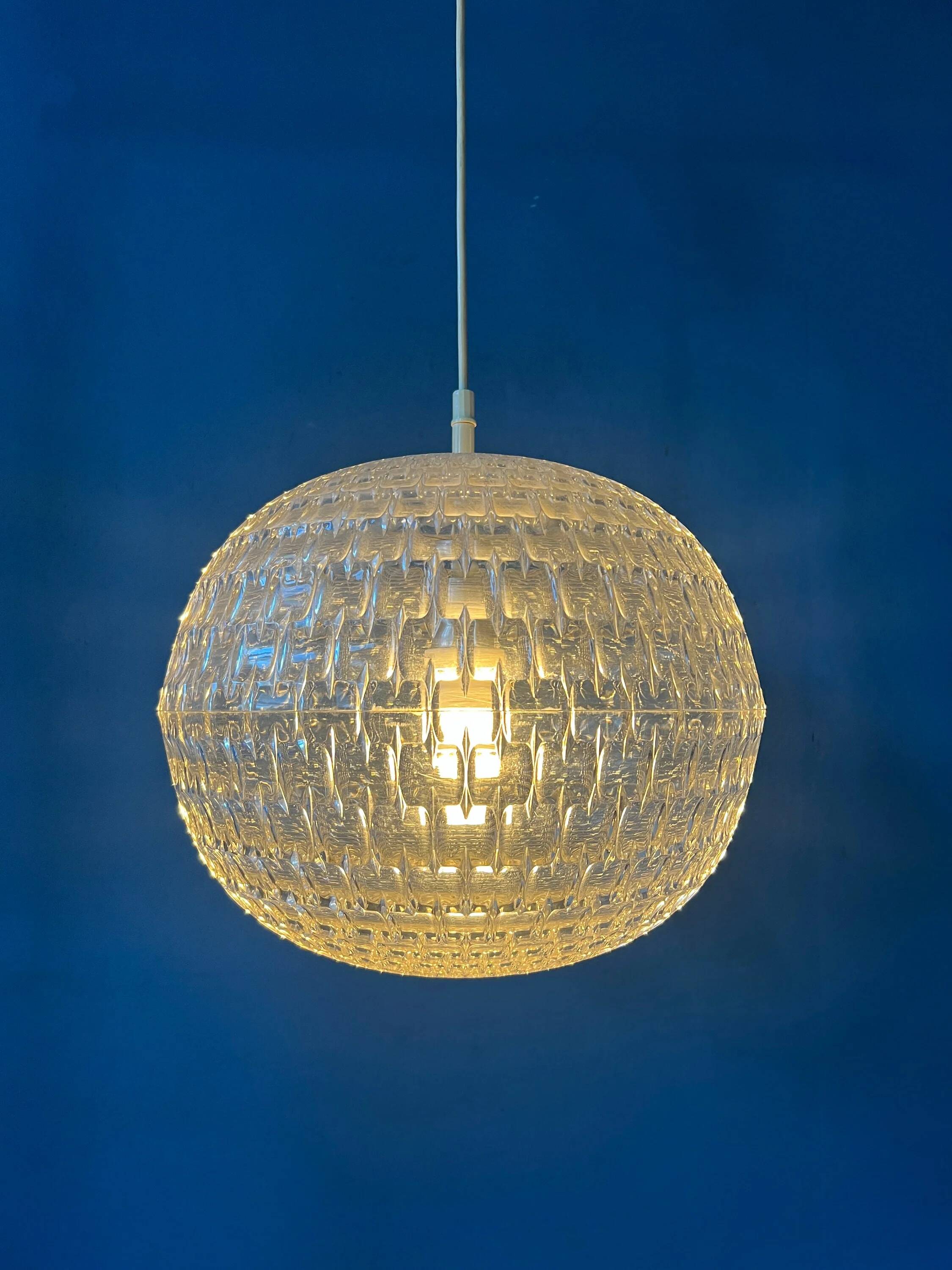 Mid-century crystal ball pendant in acrylic glass