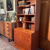 Vintage teak bookcase chest of drawers