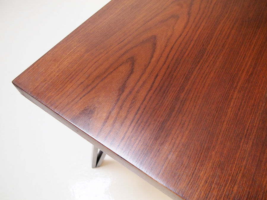 Midcentury danish rosewood dining table on bare steel box pin legs