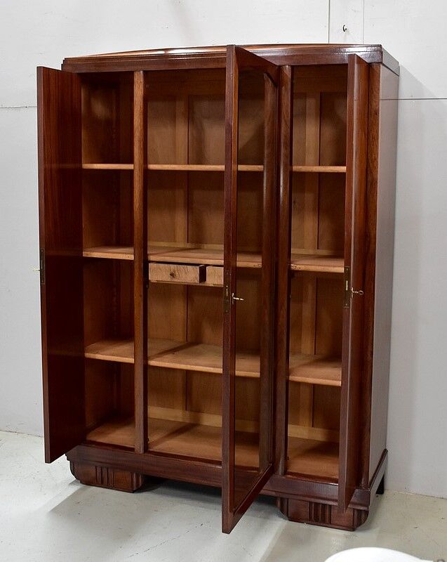 Wardrobe, walnut and mahogany, art deco - 1930 / 1940