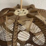 Suspension vintage 1960 scandinave lustre fil et bois - 30 x 21 cm