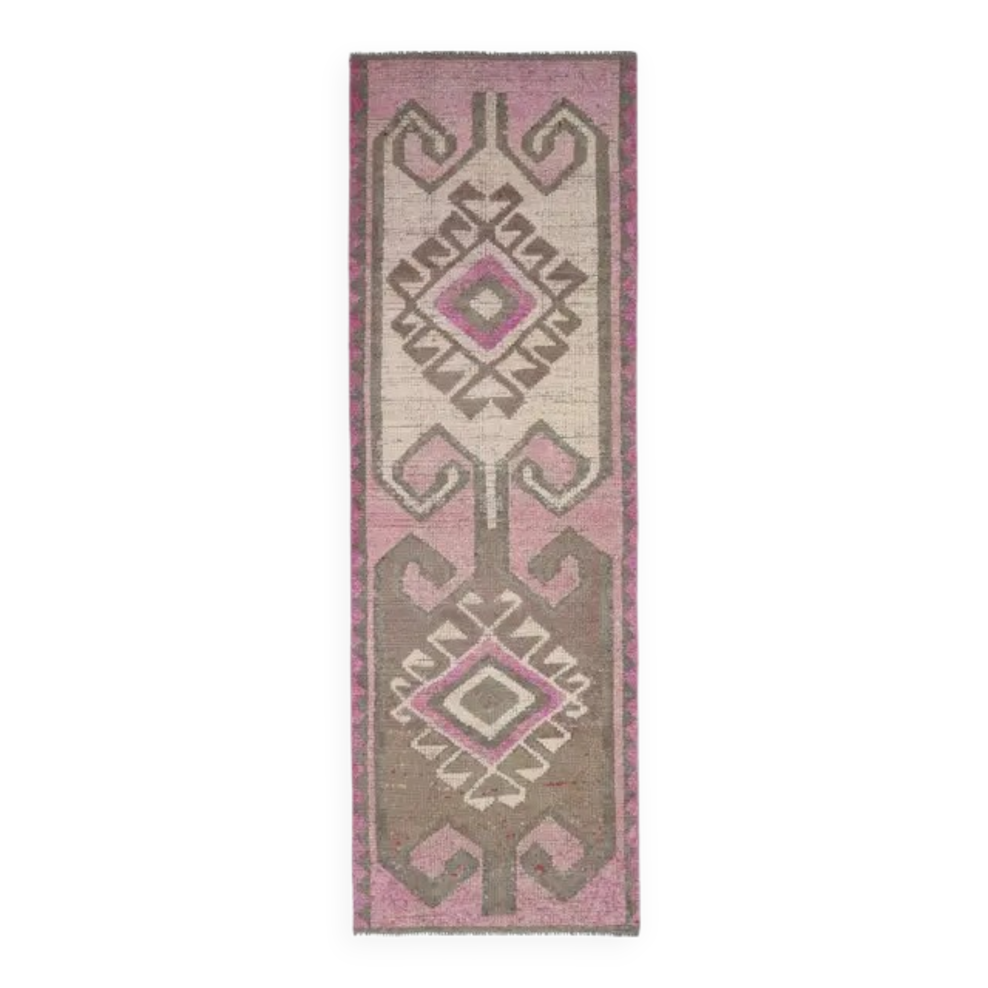 Vintage Turkish Oushak Handmade Wool Cotton Pink Runner Rug 294x283