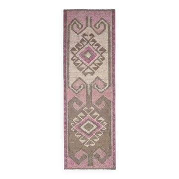 Vintage Turkish Oushak Handmade Wool Cotton Pink Runner Rug 294x283