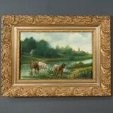 Oil on Canvas “Pastures” by N. Okolowicz – Early 20th Century