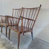 Pair of Baumann armchairs, signed, vintage Fan model