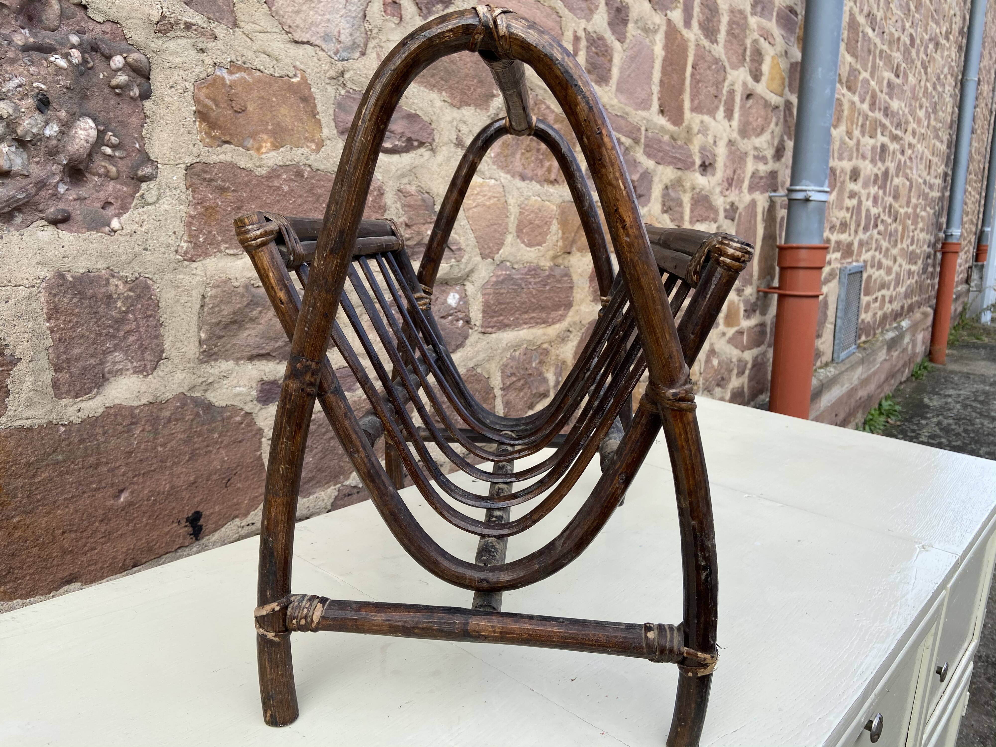 Vintage wicker magazine holder