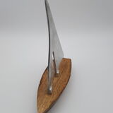 Wooden boat sail metallic metal brushed navy decoration