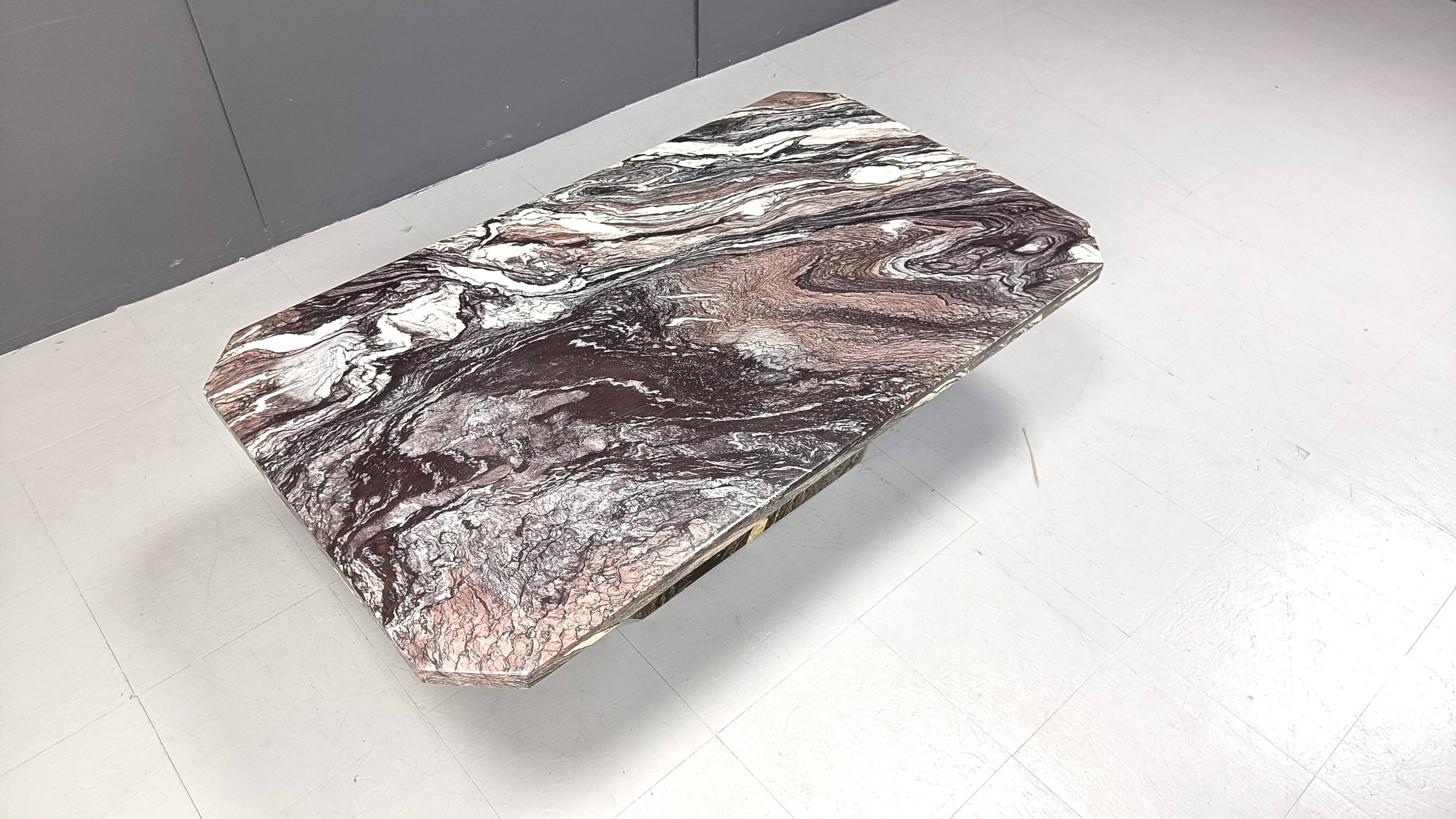 Vintage grey marble coffee table, 1970s