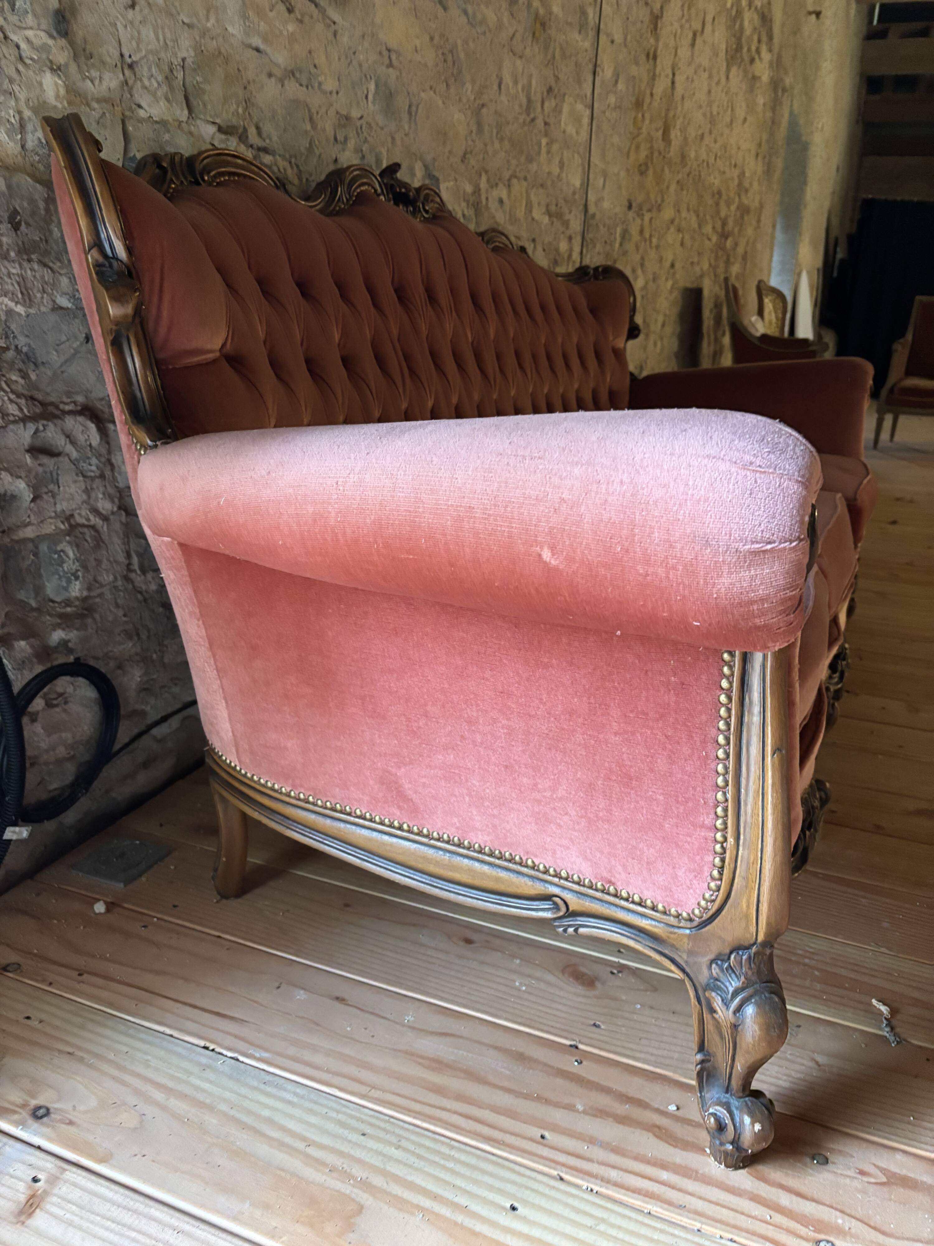 Salon style Napoléon III velours rose